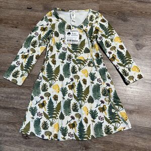 NWT Kate Quinn Girls 3T Long Sleeve Button Wrap Dress Autumn Botanical Cotton